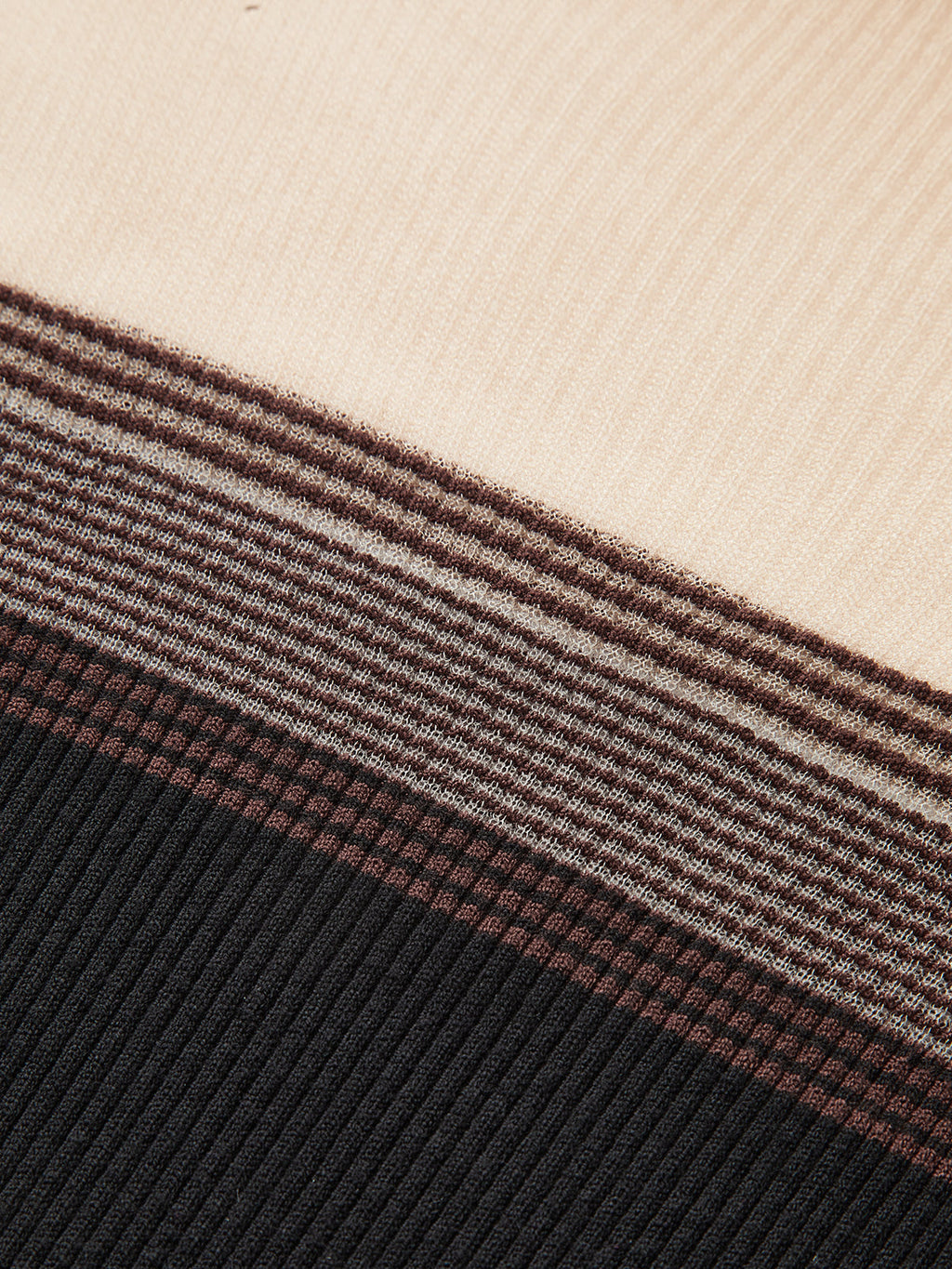 Sheer Panel Mock Neck Ribbed Knit Top