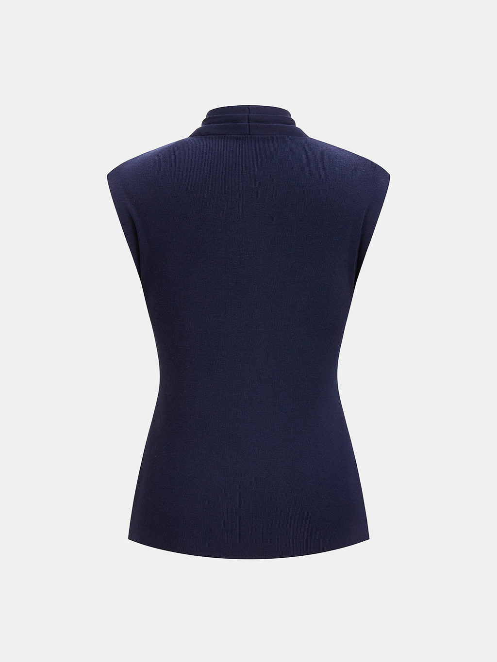Cross-Wrap Stand Collar Knit Sleeveless Vest