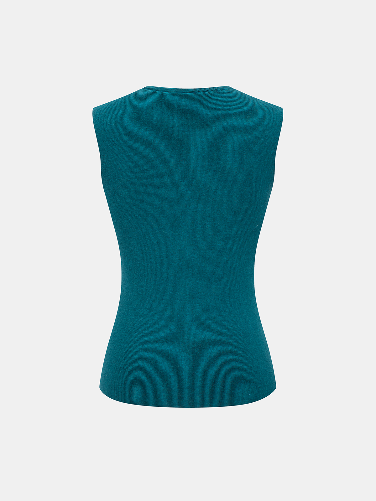 Button-Front Sleeveless Ribbed Knit Vest