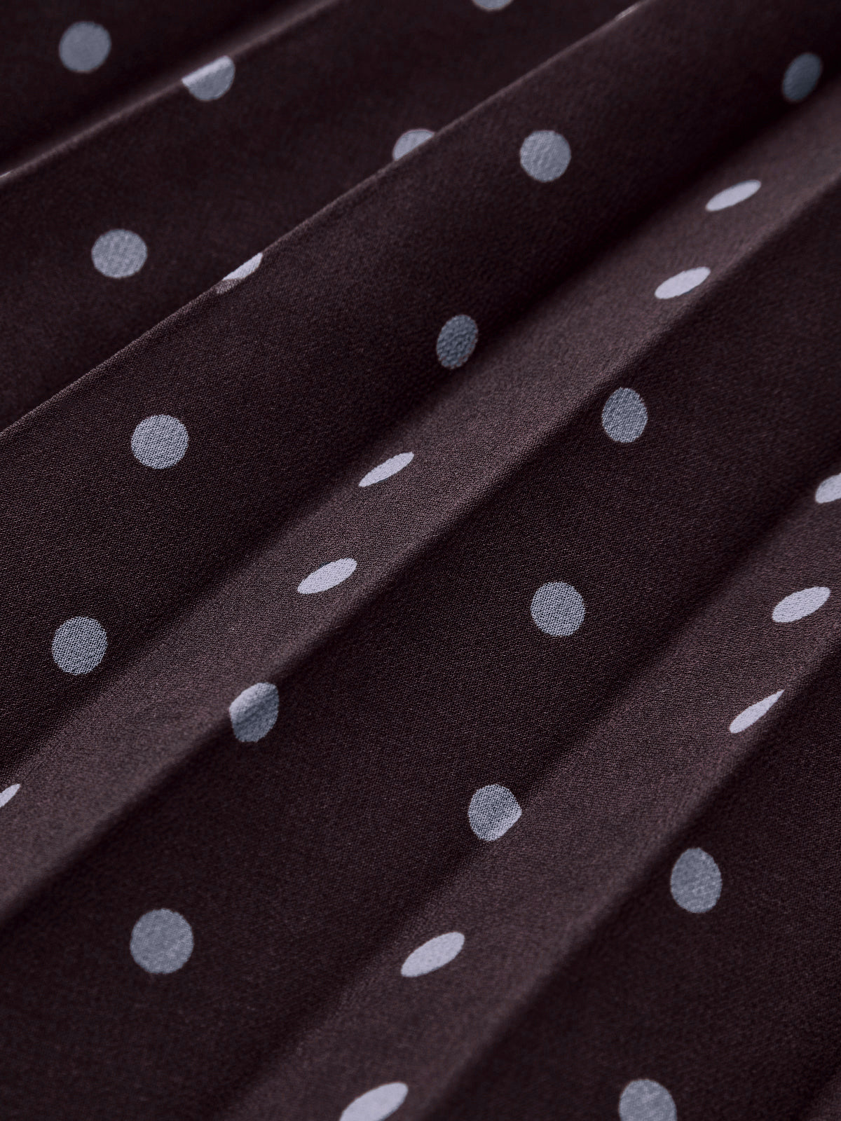 Tie-Neck Pleated Polka Dot Chiffon Maxi Dress