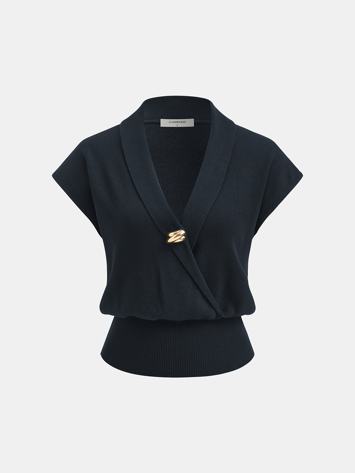 Metal Detail Knit Wrap Vest