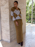 Argyle Wool-Blend Sweater & Maxi Skirt Set