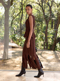 Seam-Detail Split Midi Skirt