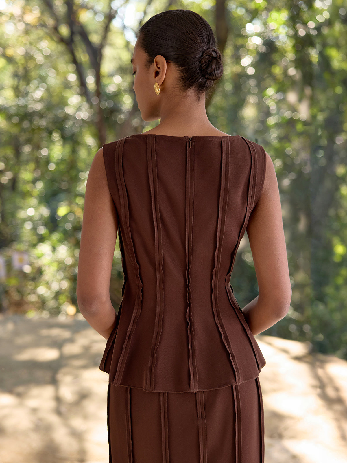 Seam-Detail Peplum Sleeveless Top