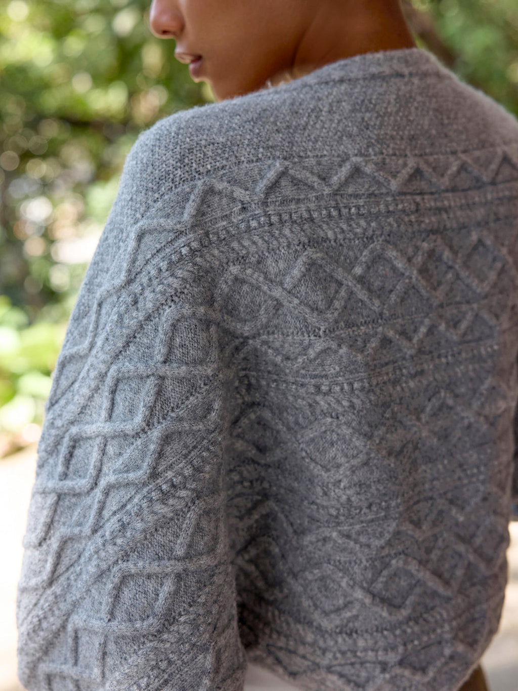 Wool-Blend Cable-Knit Capelet Cardigan