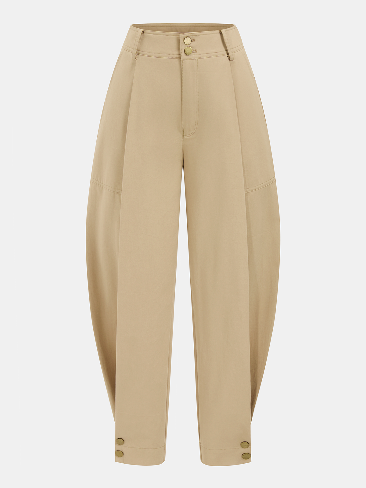 Cotton Pleated Mid-Waist Balloon Pants