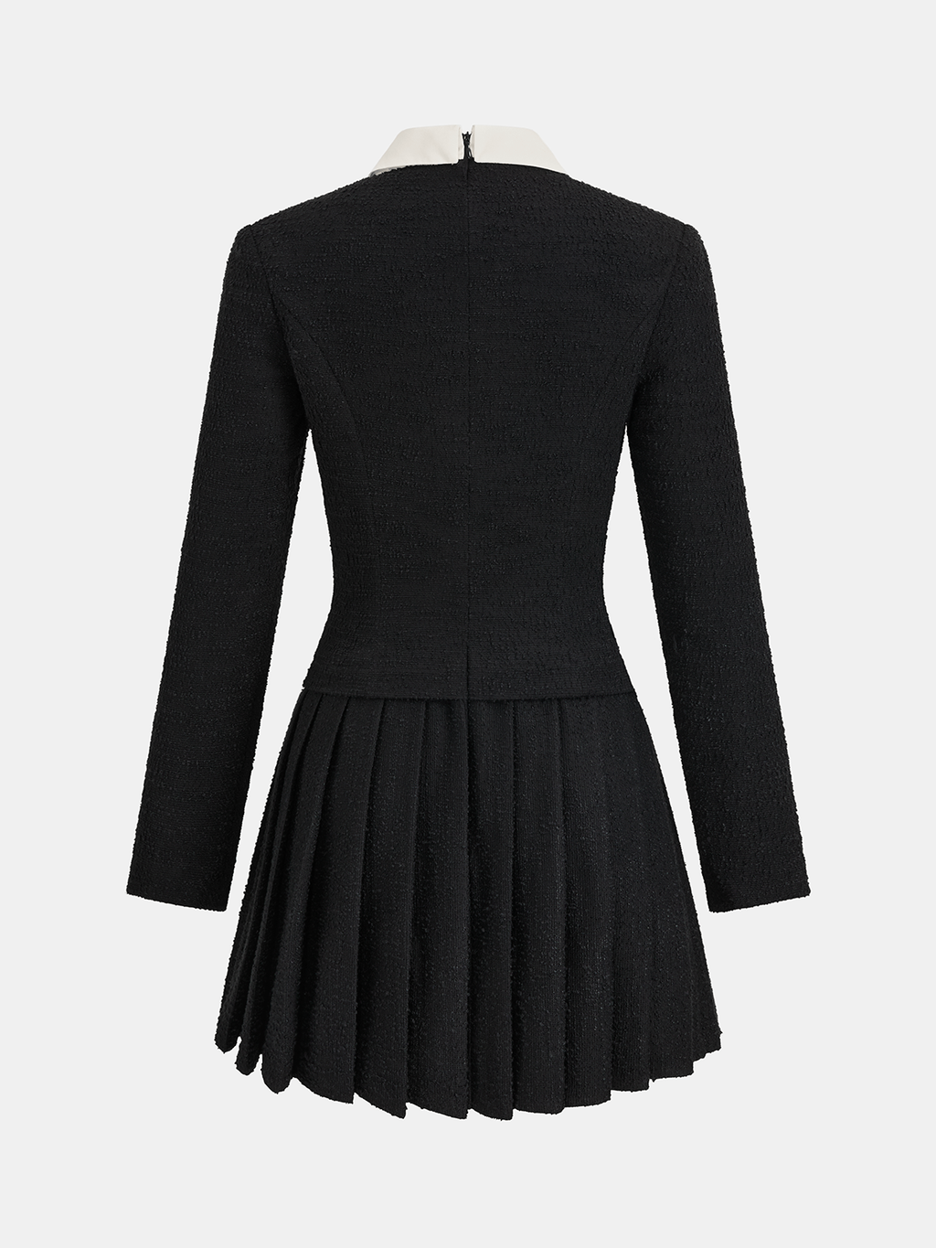 Contrast Collar Pleated Mini Dress
