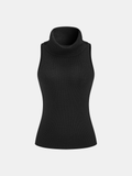 Ribbed Sleeveless Turtleneck Top