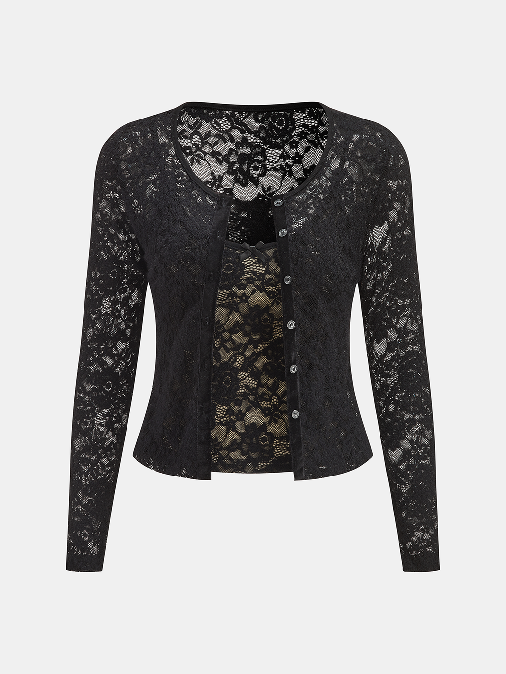 Lace Cami Top & Cardigan Two-Piece Set