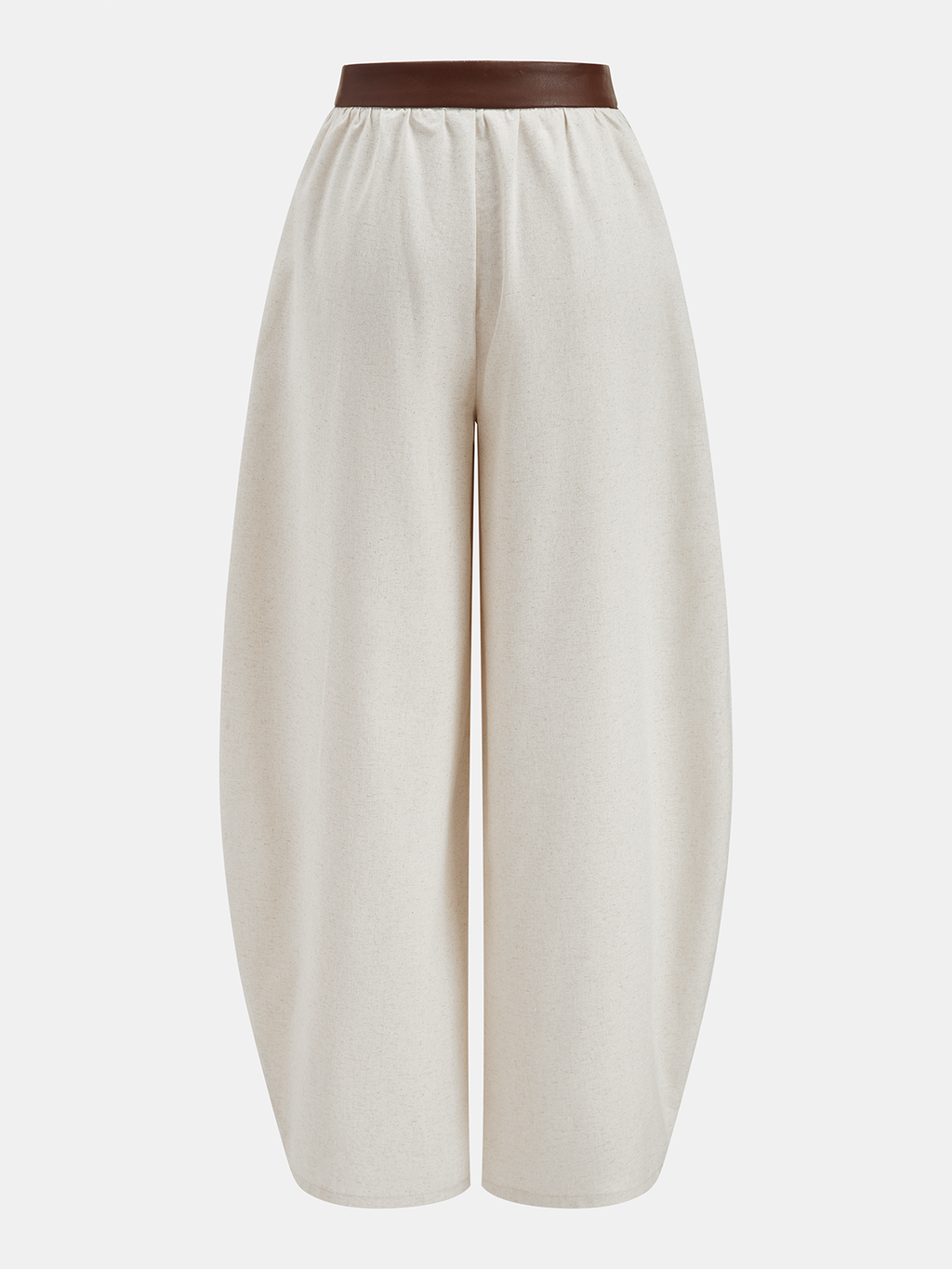 Faux Leather Waistband Pleated Balloon Pants