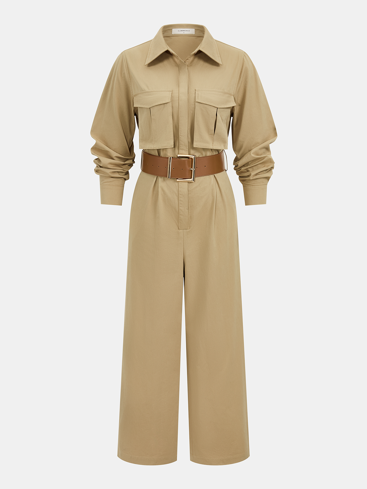Belted Utility Shirt Jumpsuit