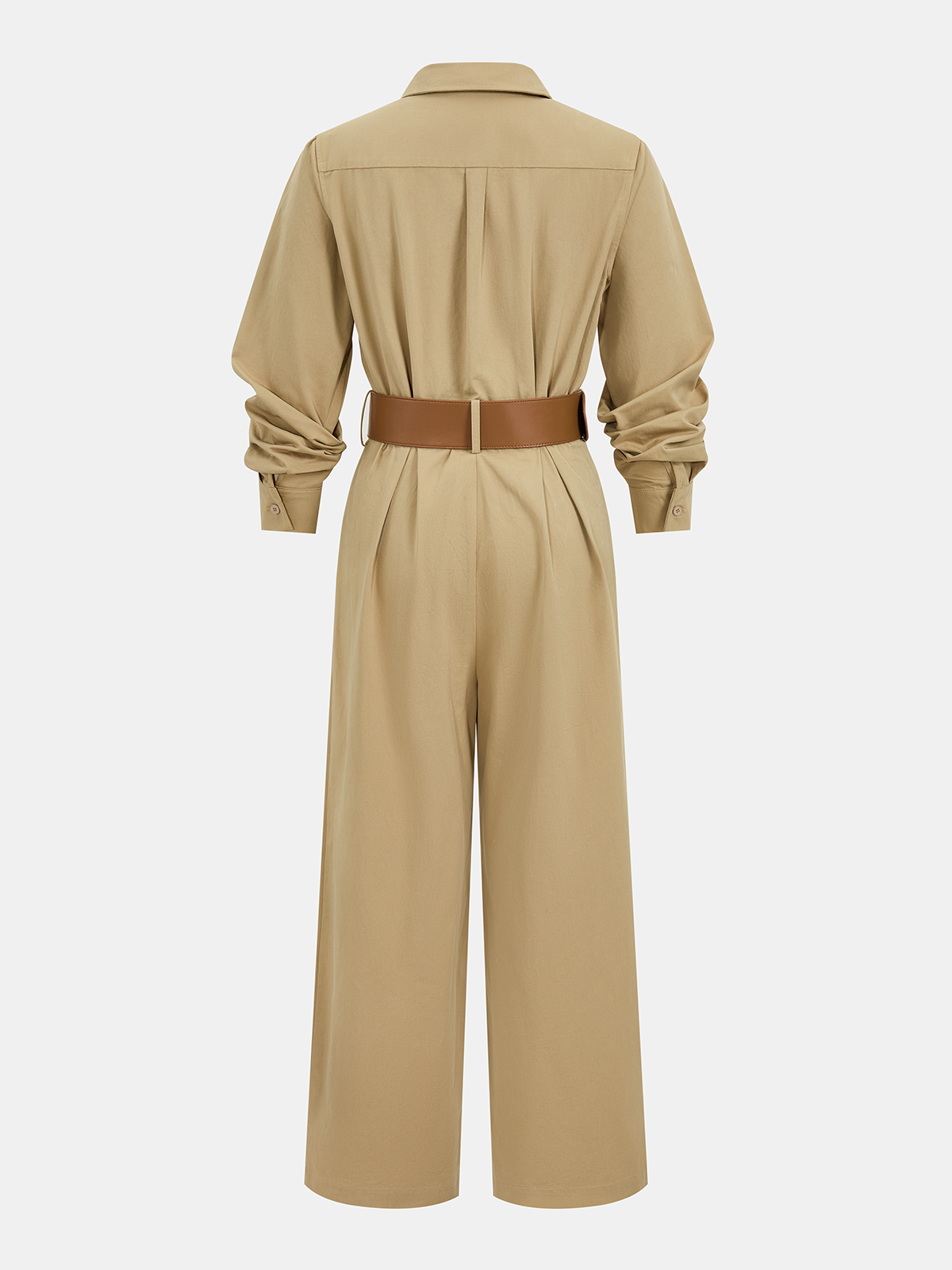 Belted Utility Shirt Jumpsuit