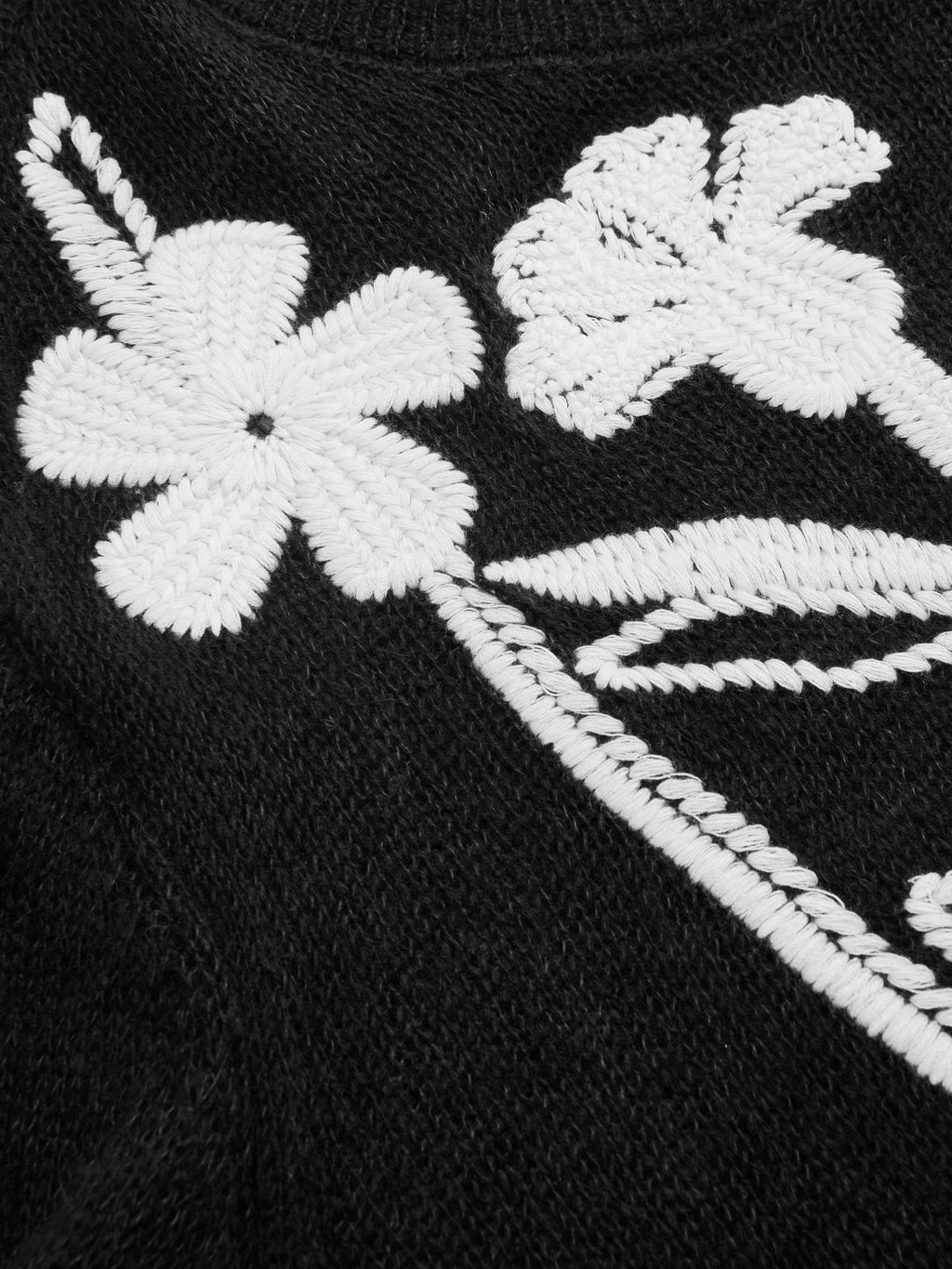 Floral Embroidered Wool-Blend Sheer Sweater