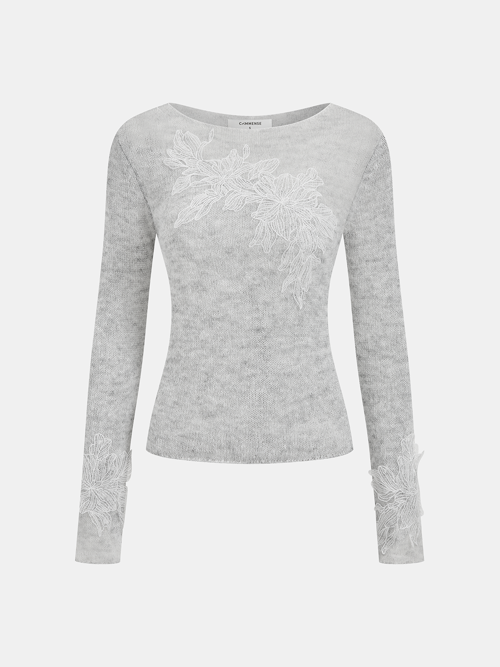 Floral Embroidery Wool-Blend Knit Top