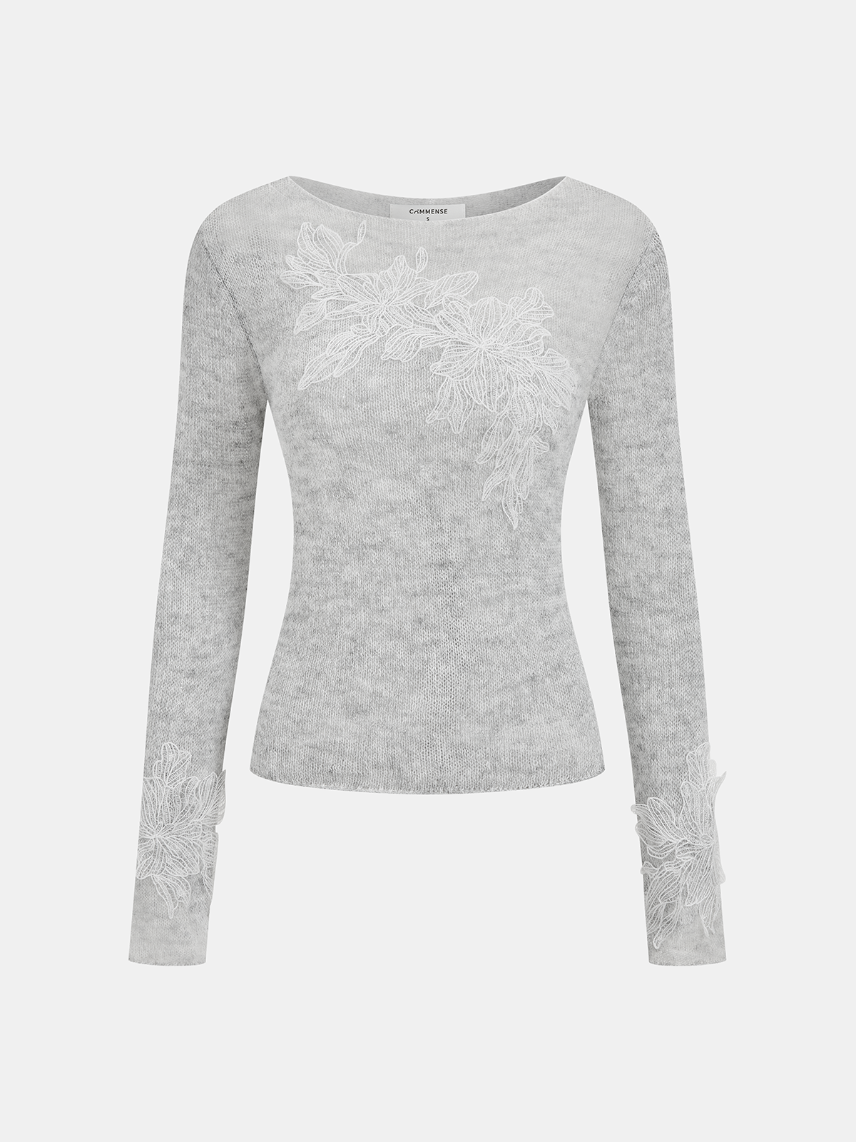 Floral Embroidery Wool-Blend Knit Top