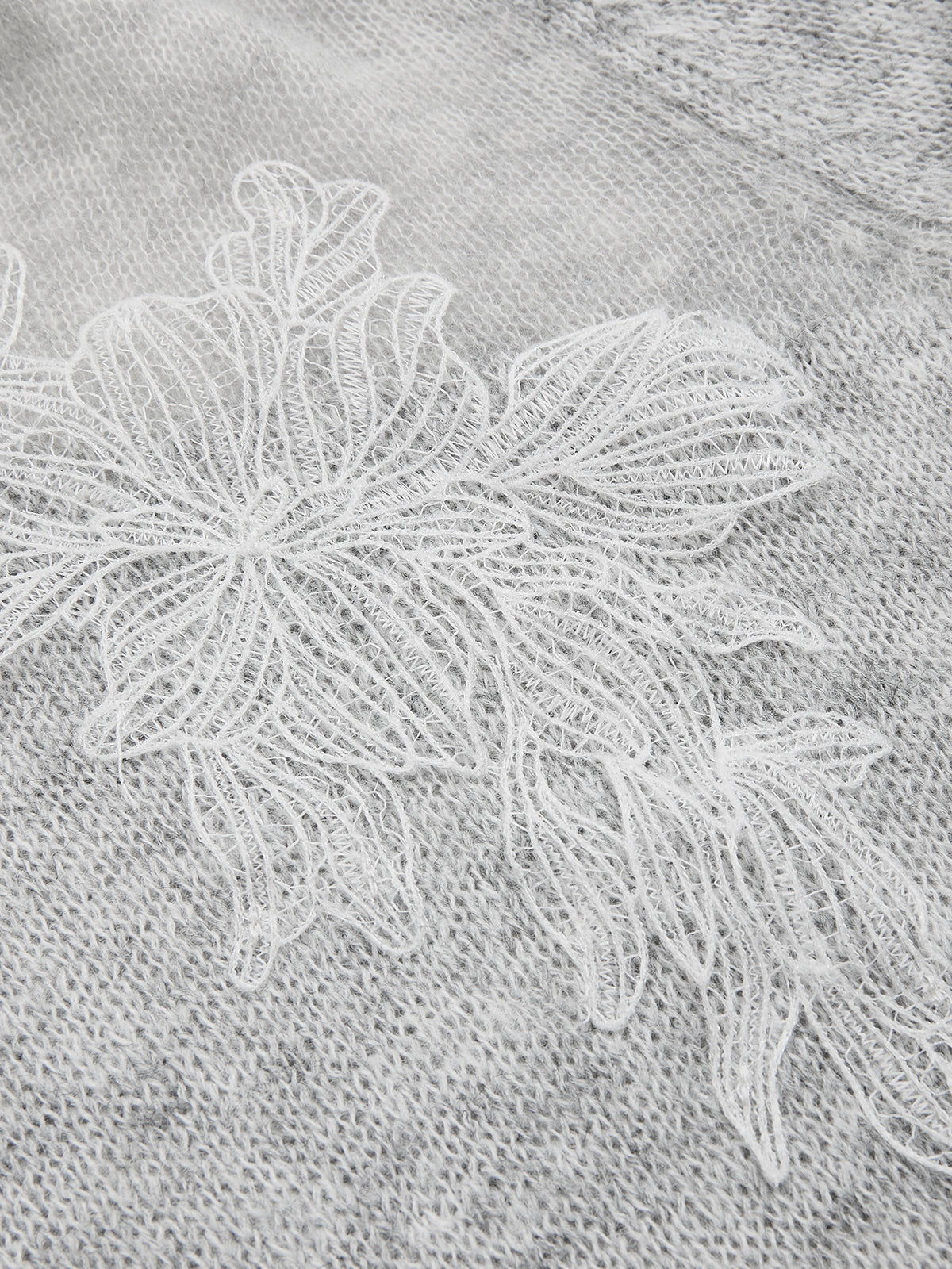 Floral Embroidery Wool-Blend Knit Top