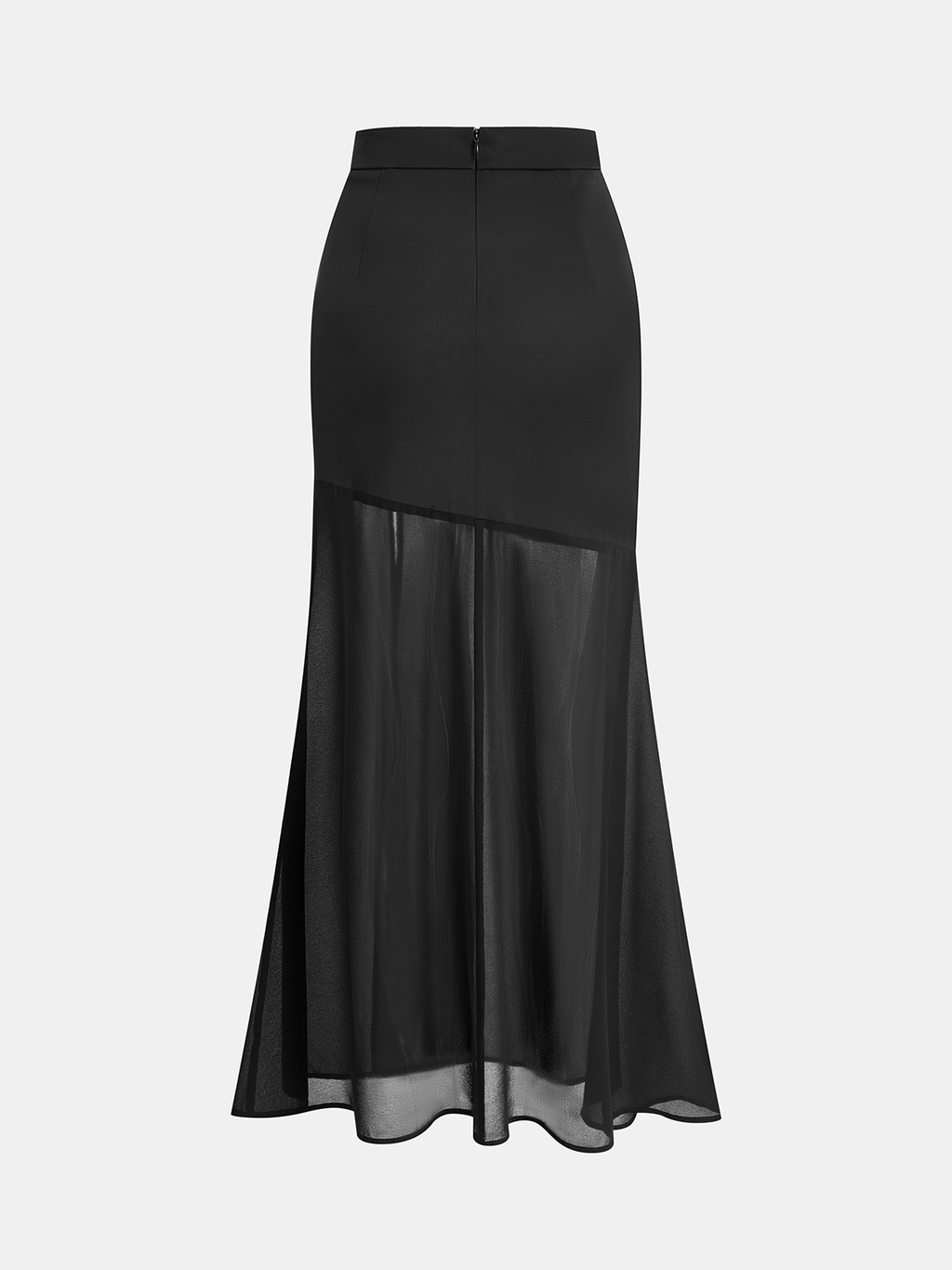 Sheer Panel Satin Mermaid Skirt
