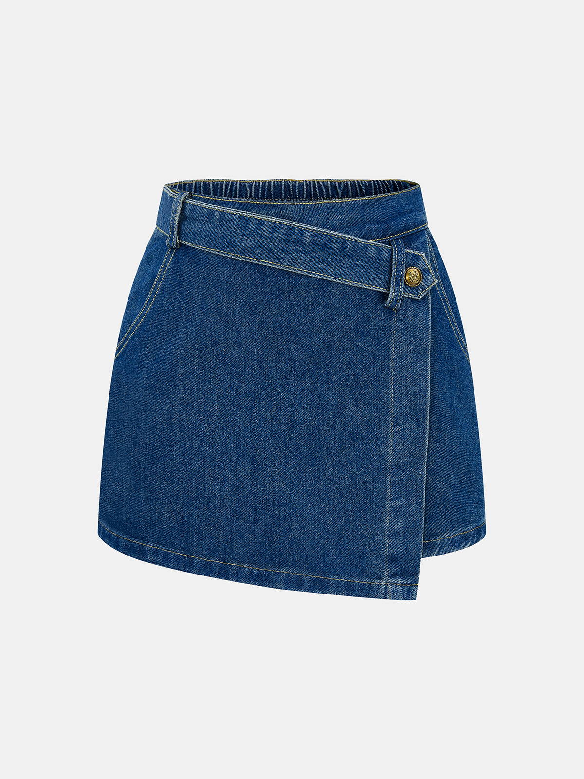 Denim Shirt & Asymmetric Skort Set