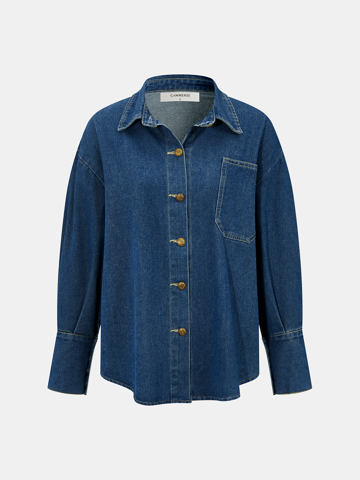 Denim Shirt & Asymmetric Skort Set