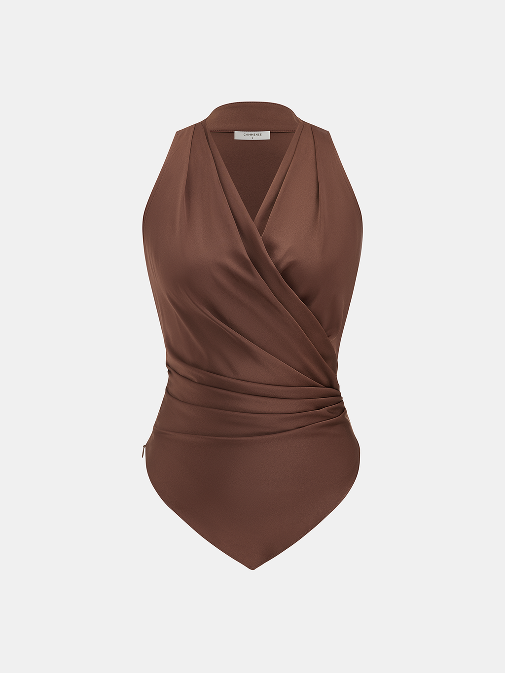 Satin Wrap Ruched Sleeveless Top