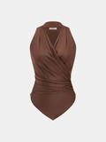 Satin Wrap Ruched Sleeveless Top