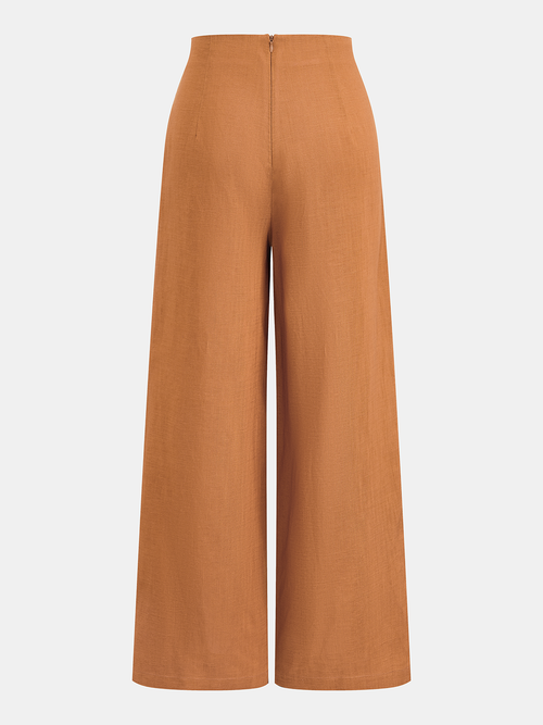 Beaded Detail Tencel Wide-Leg Pants