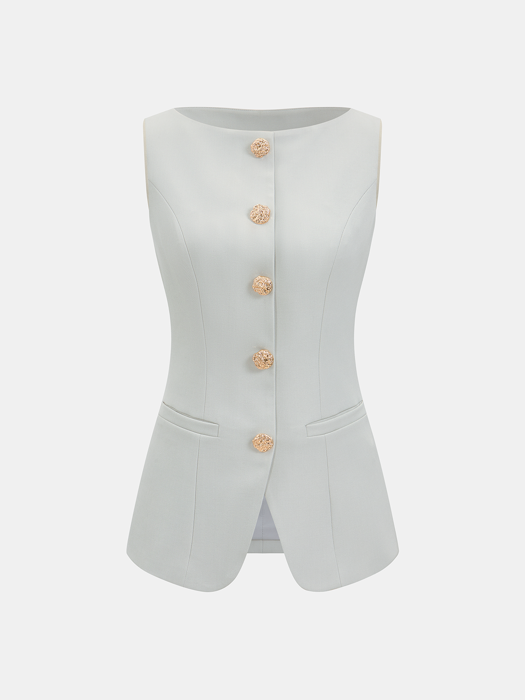 Metal Button Sleeveless Vest & Mini Skirt Set
