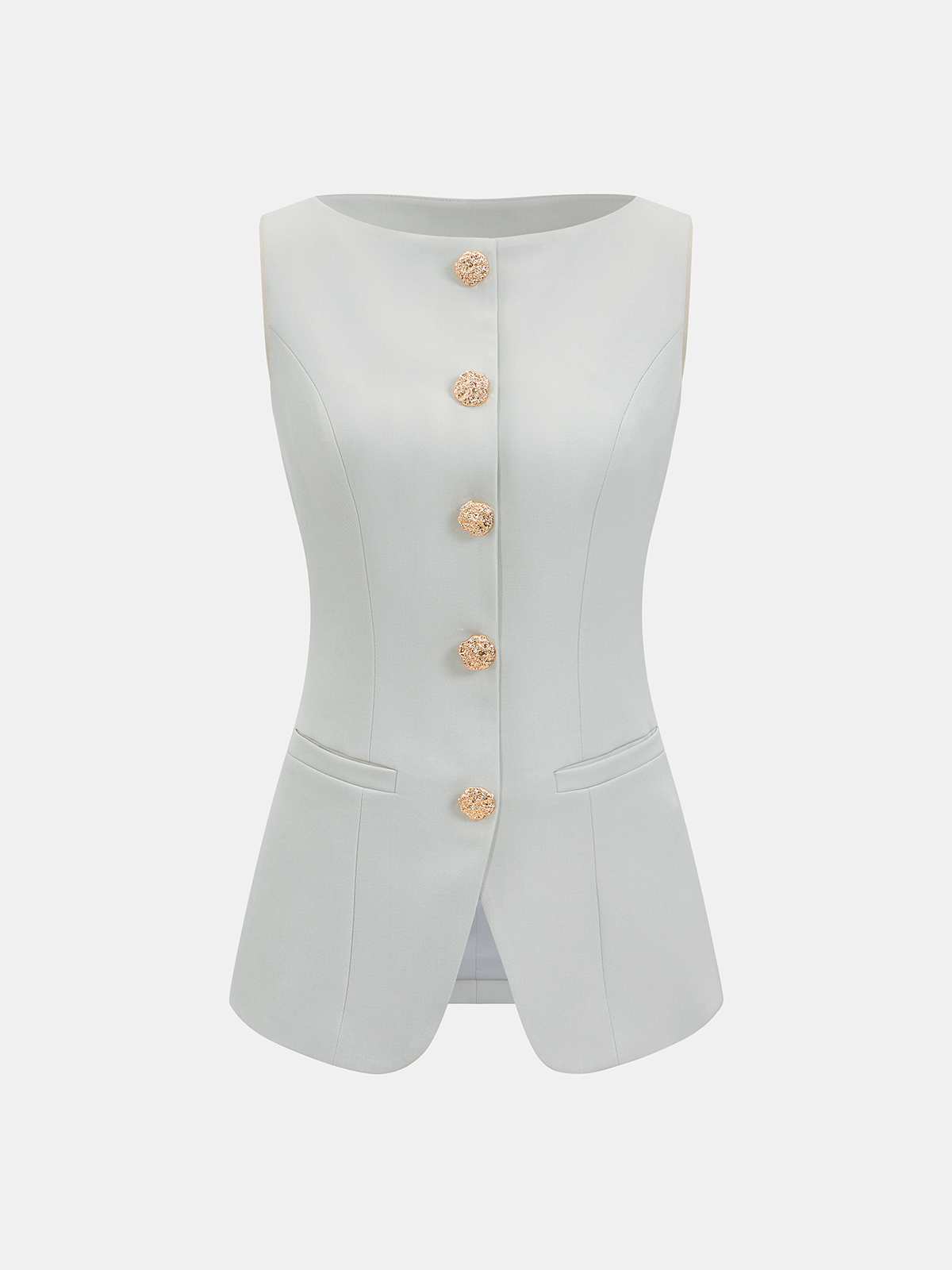 Metal Button Sleeveless Vest & Mini Skirt Set