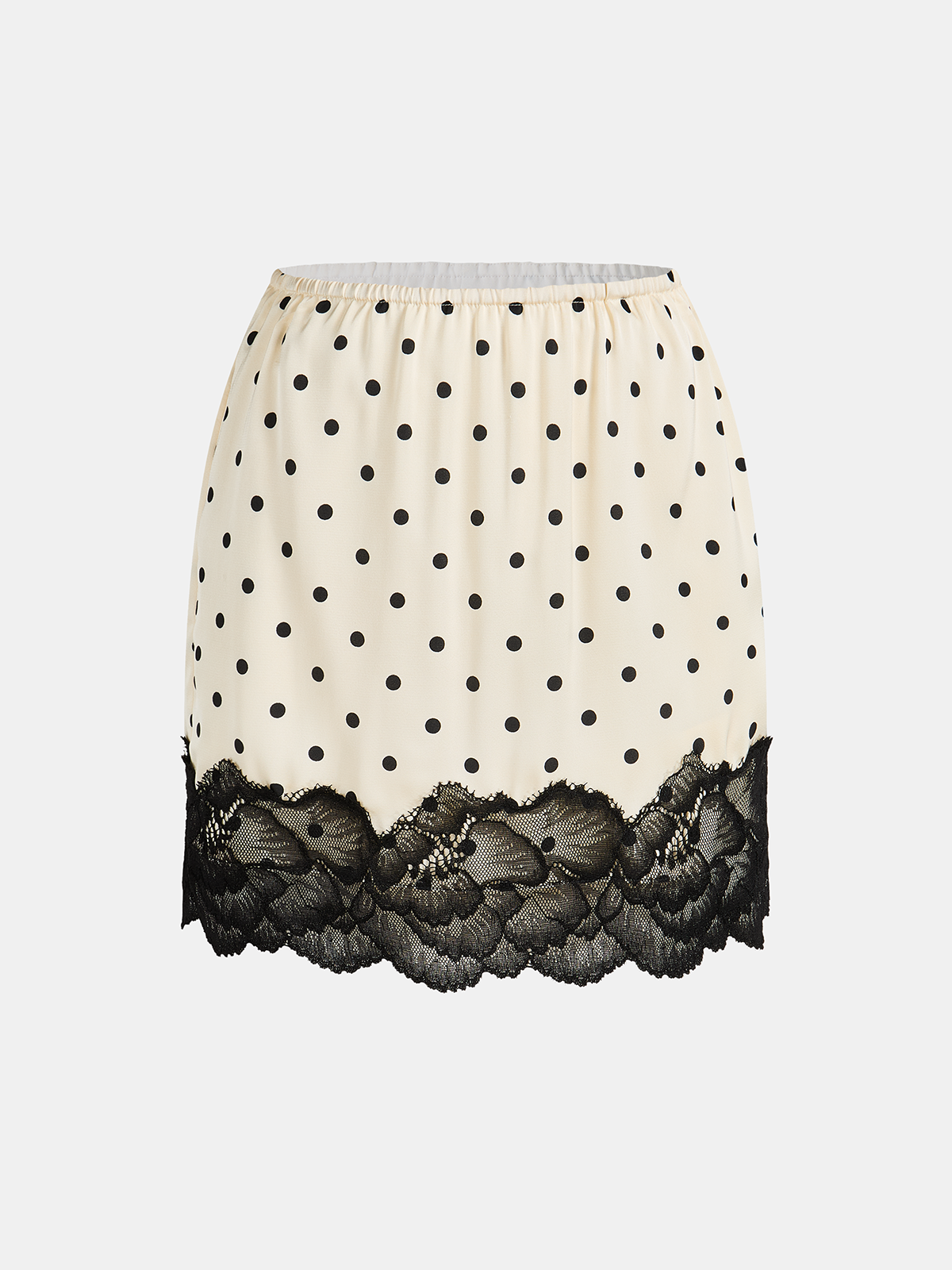 Polka Dot Lace-Trim Mini Skirt