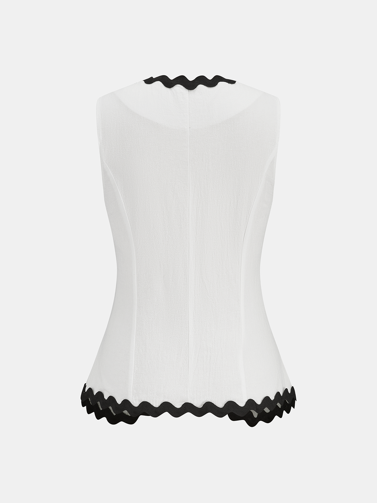 Contrast Wave Trim Vest & Maxi Skirt Set