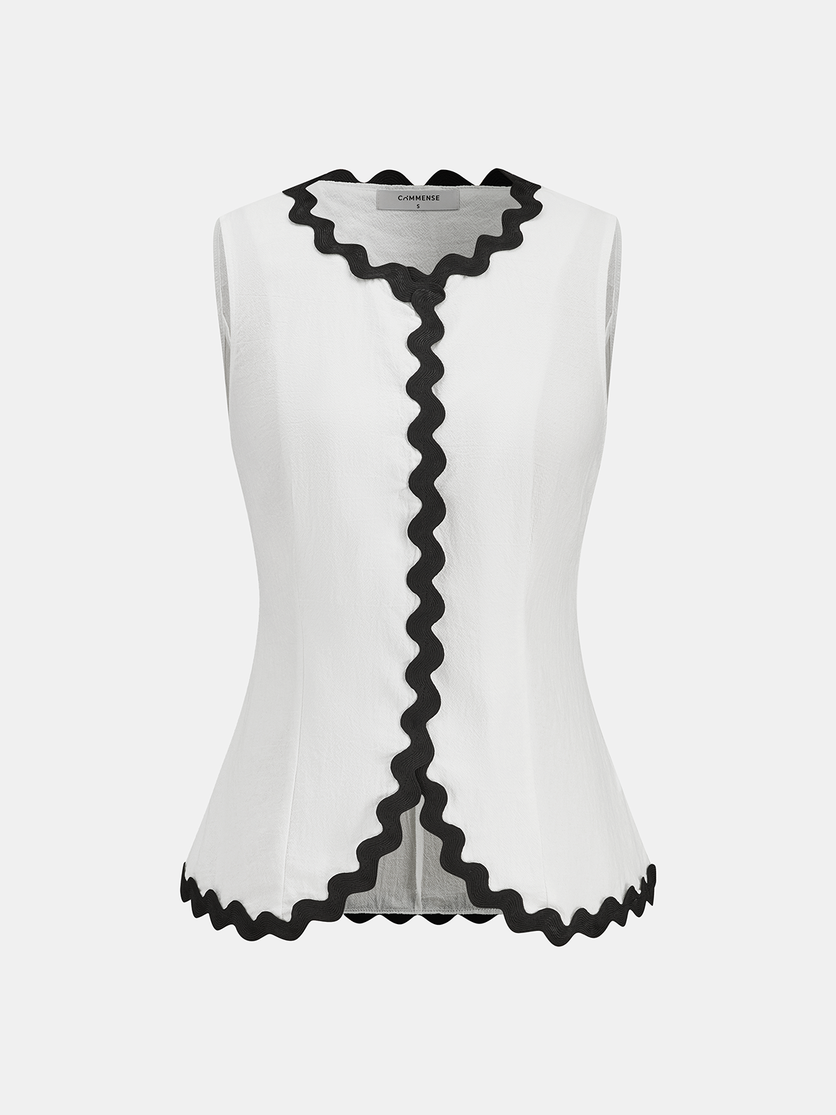 Contrast Wave Trim Vest & Maxi Skirt Set