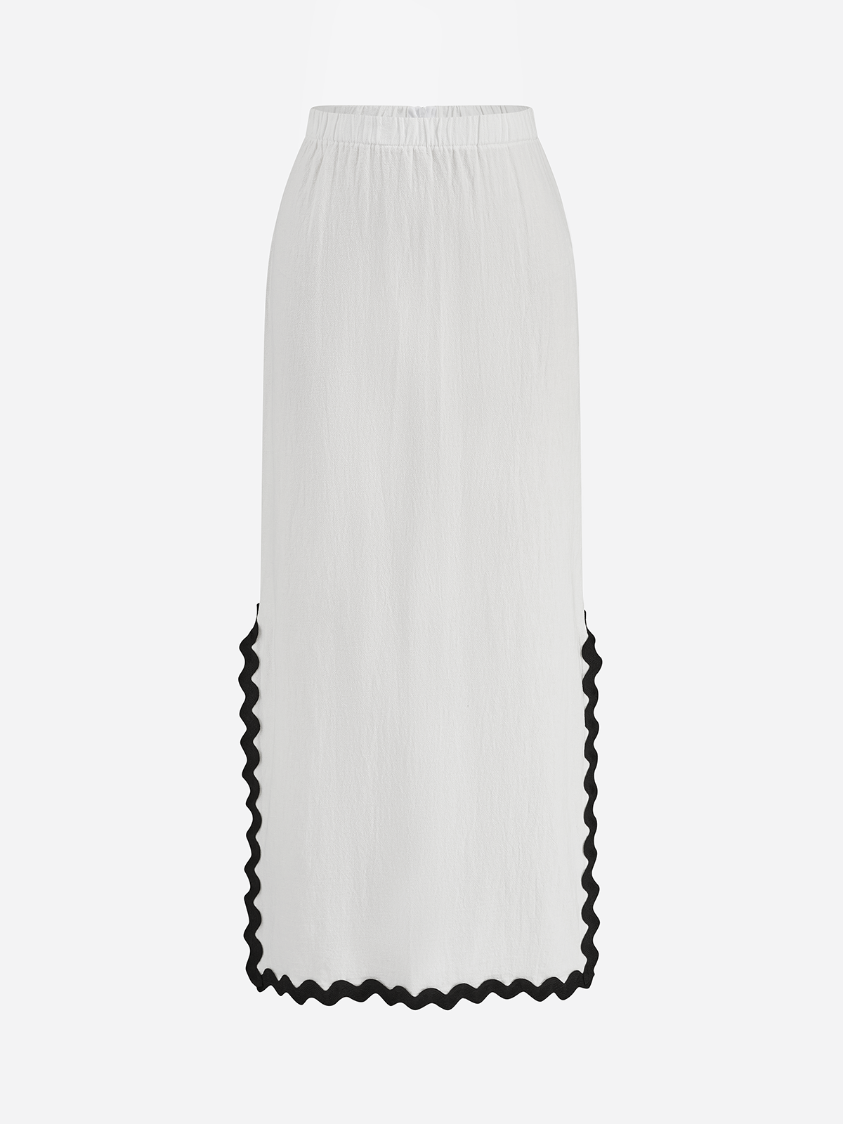 Contrast Wave Trim Vest & Maxi Skirt Set