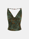 Flocked Floral Cowl Neck Cami Top