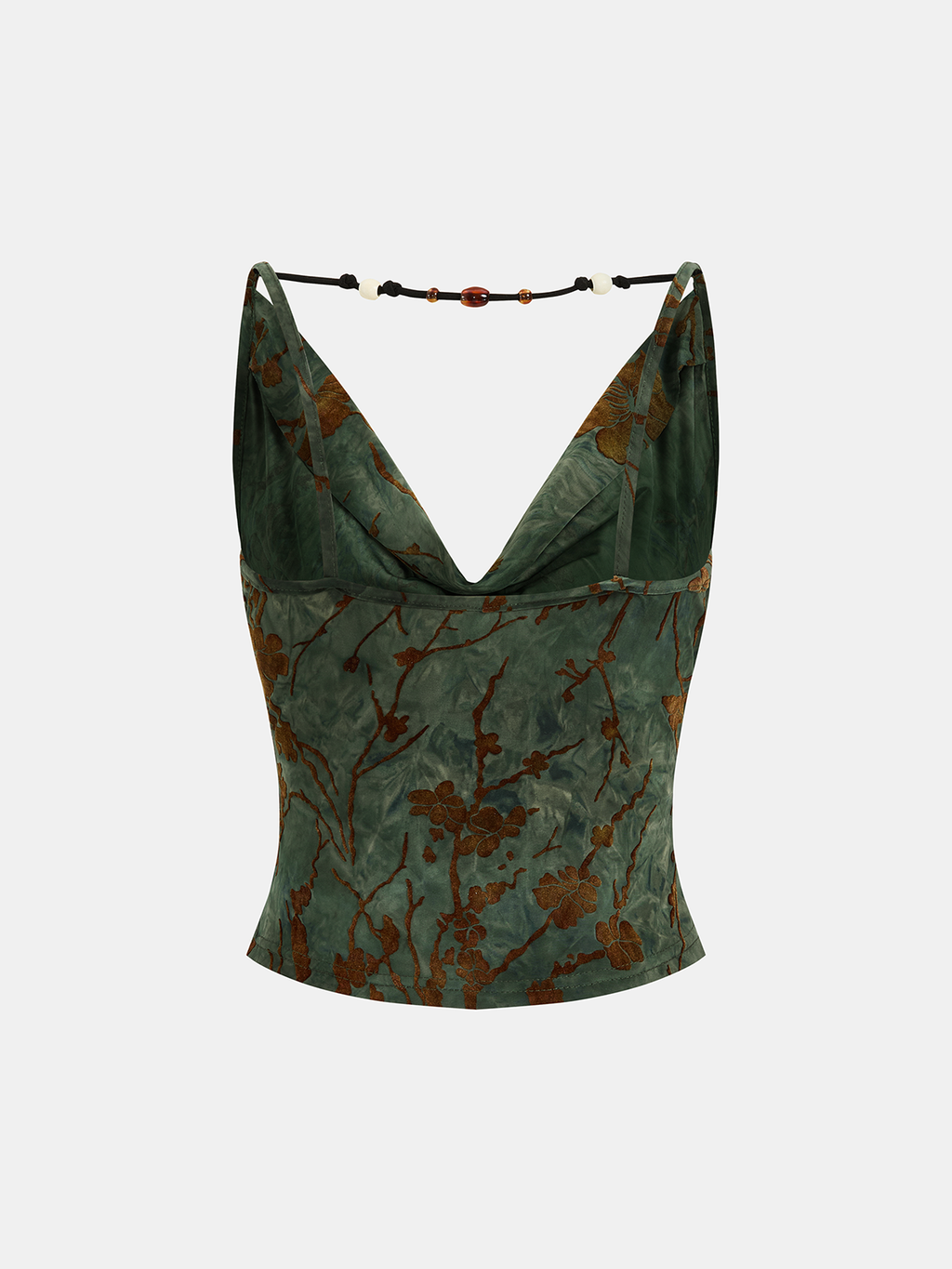 Flocked Floral Cowl Neck Cami Top