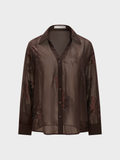 Sheer Sequin Floral Embroidery Blouse