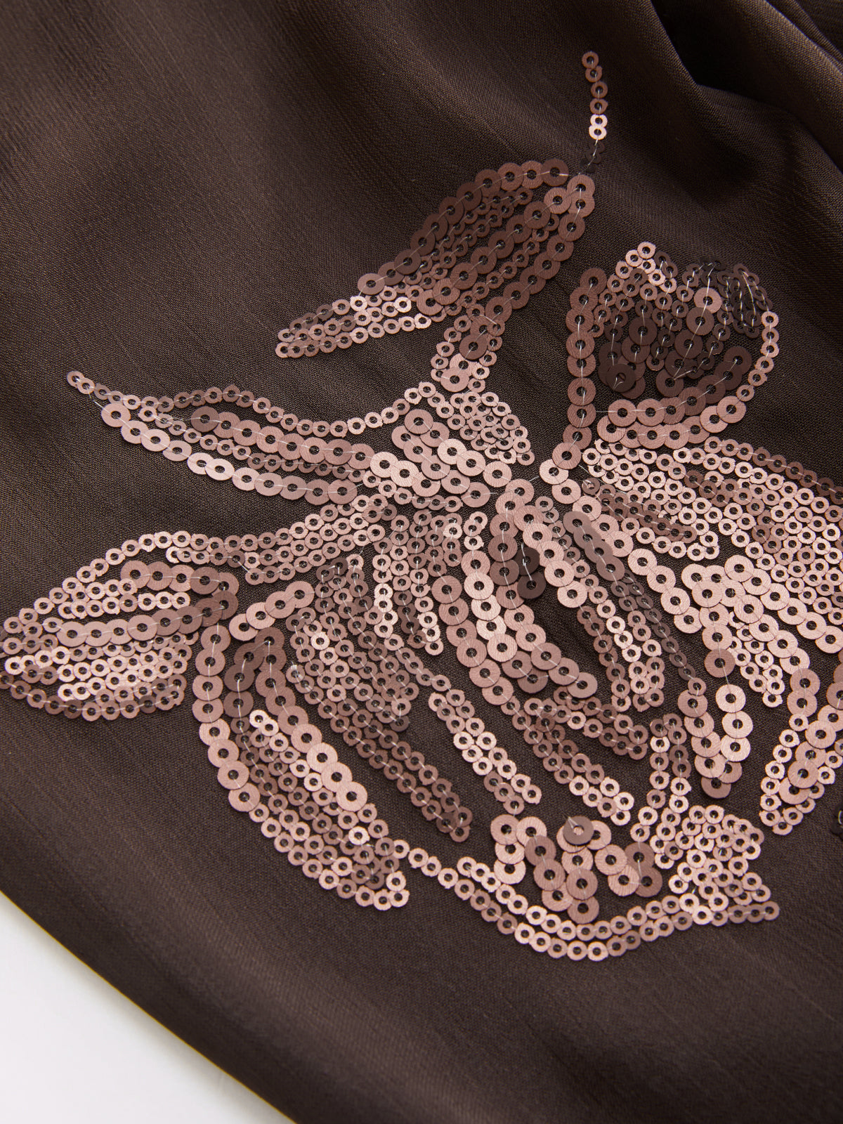Sheer Sequin Floral Embroidery Blouse