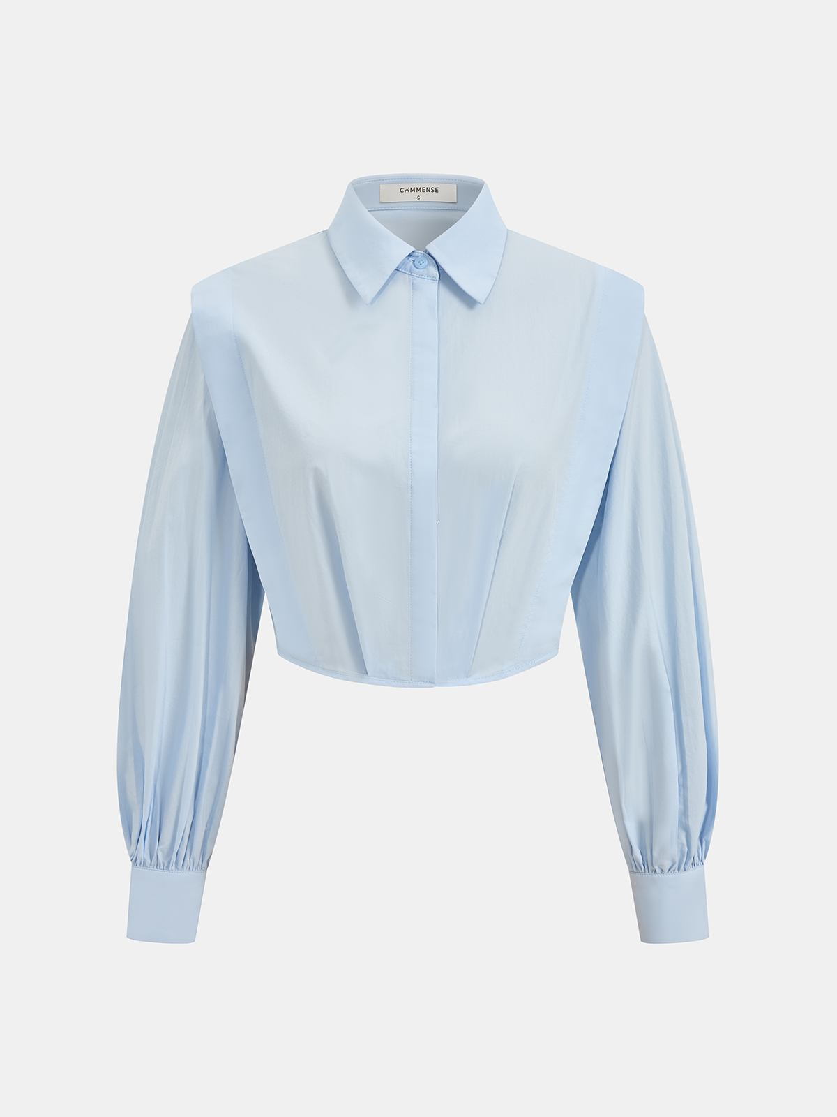 Wide-Shoulder Cropped Shirt