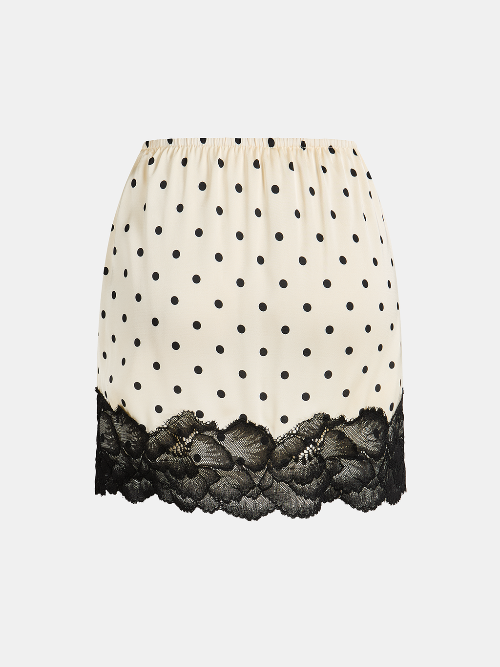 Polka Dot Lace-Trim Mini Skirt