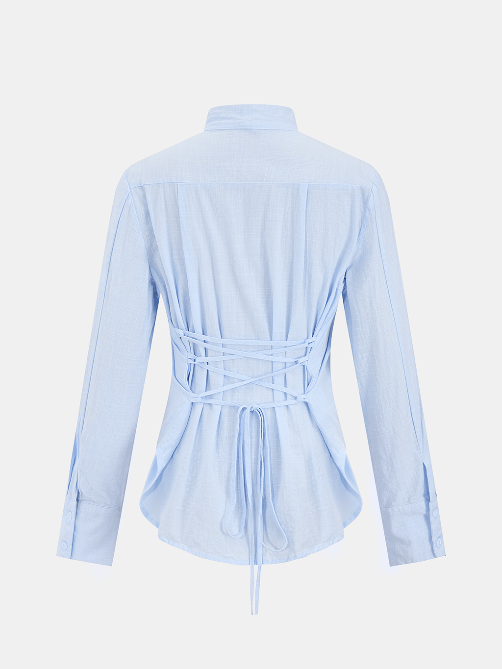 Cotton Tie-Neck Long-Sleeve Shirt