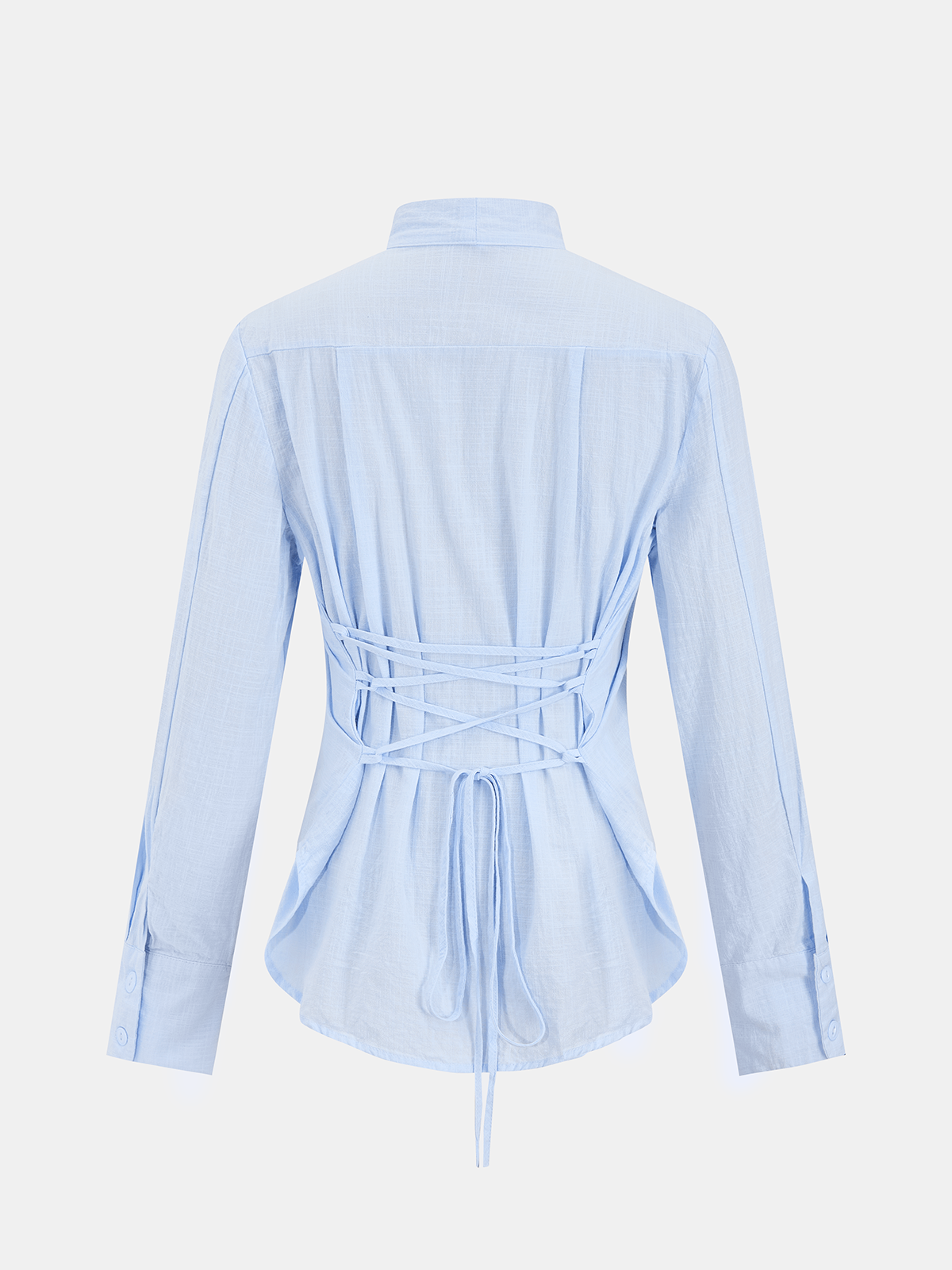 Cotton Tie-Neck Long-Sleeve Shirt