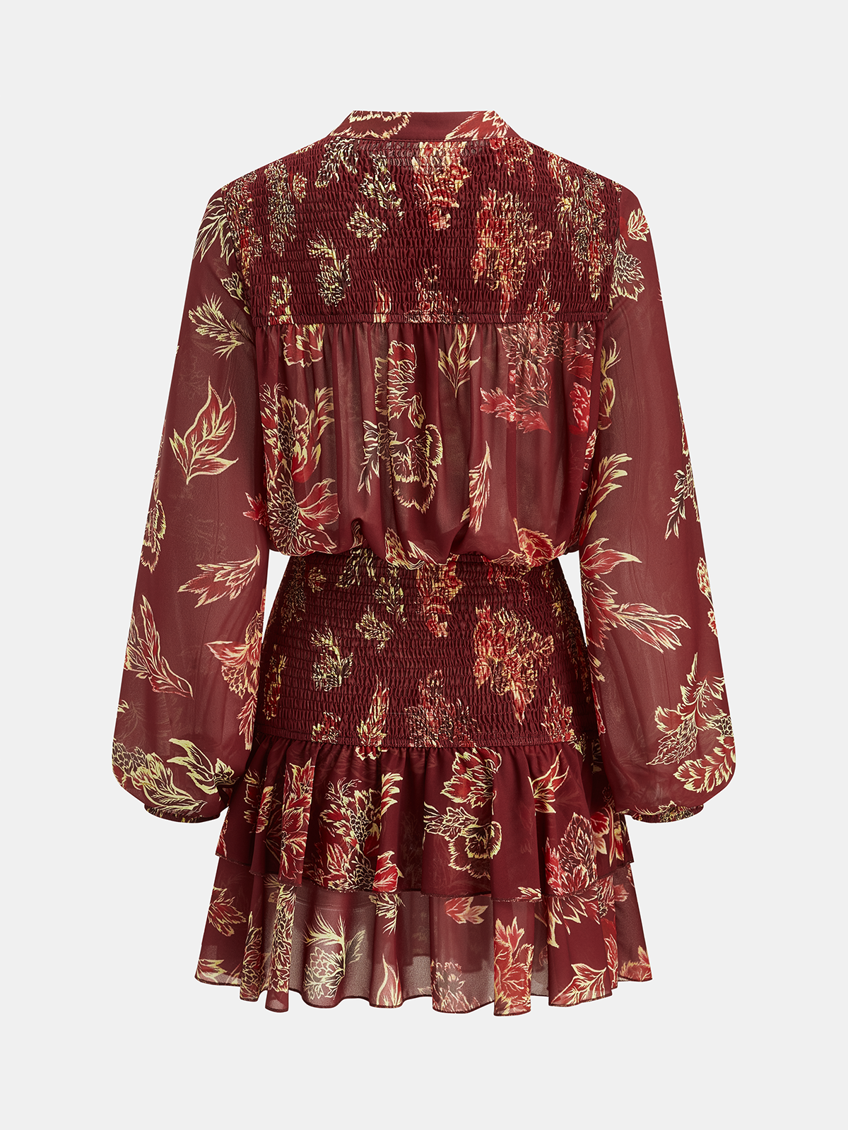 Semi-Sheer Floral Smocked Mini Dress