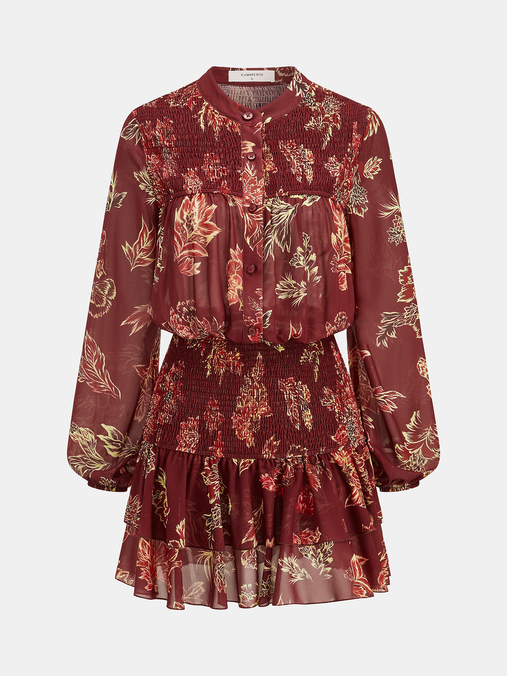 Semi-Sheer Floral Smocked Mini Dress