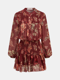 Semi-Sheer Floral Smocked Mini Dress