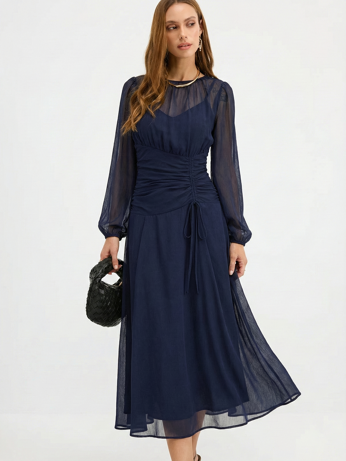 2 in 1 Semi-Sheer Chiffon Maxi Dress