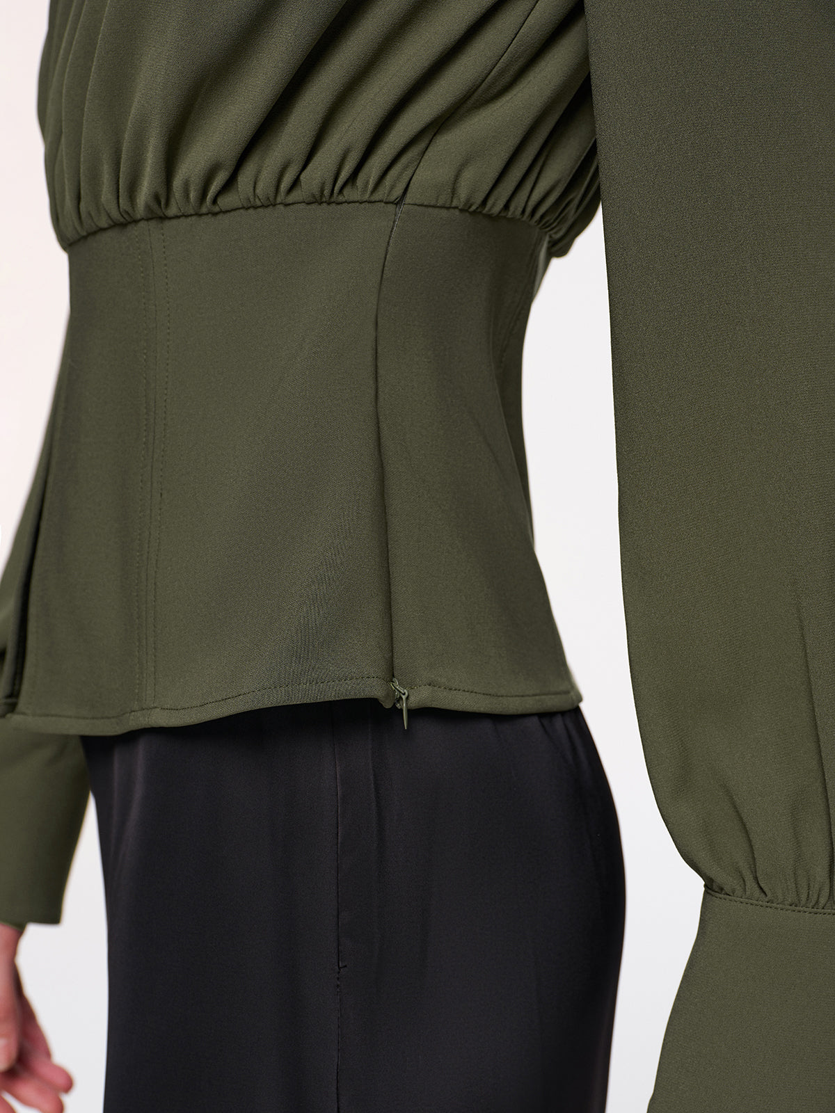 Keyhole Cut-Out Peplum Blouse