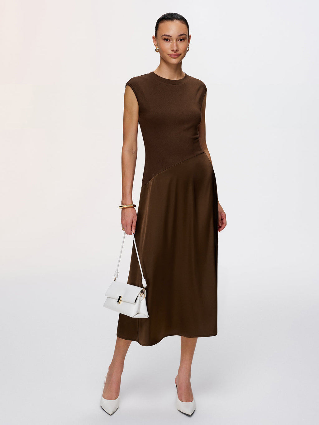 Satin Panel Sleeveless Maxi Dress