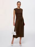Satin Panel Sleeveless Maxi Dress