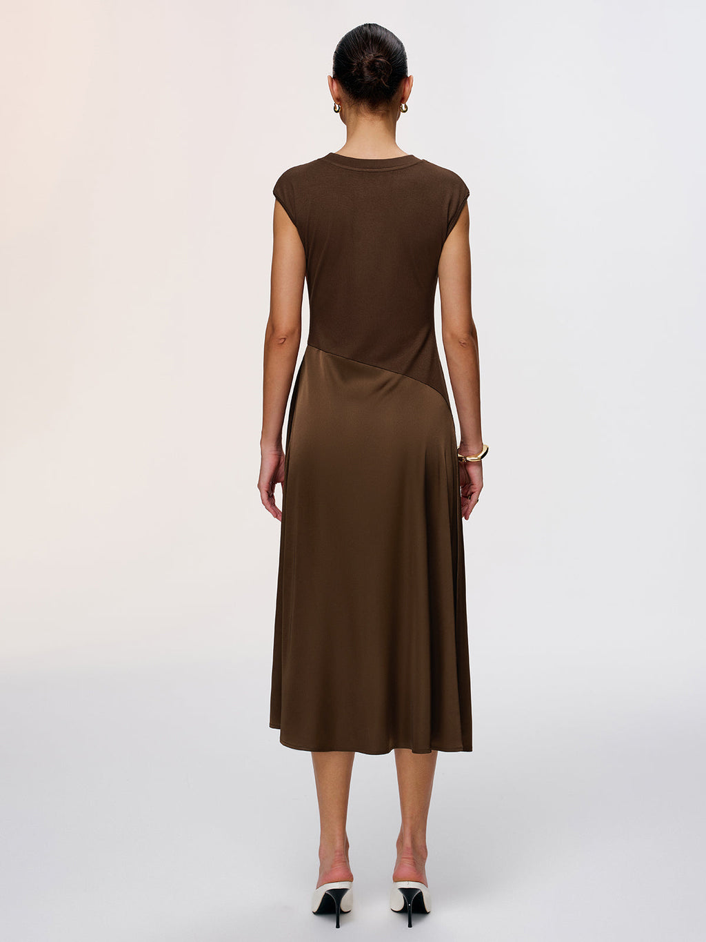 Satin Panel Sleeveless Maxi Dress