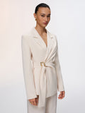 Metal Buckle Wrap-Front Blazer