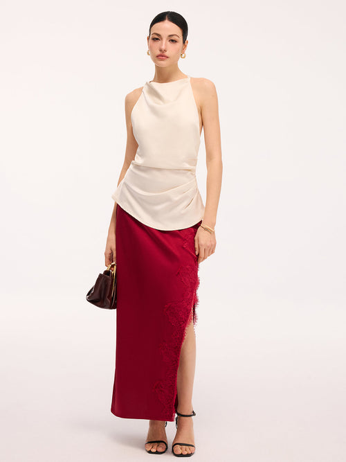 Braided Back Detail Satin Halter Top